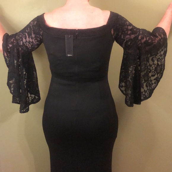 Vfshow Off Shoulder Bell Sleeve Formal Evening Wedding Party Maxi Dress Large - Picture 3 of 7